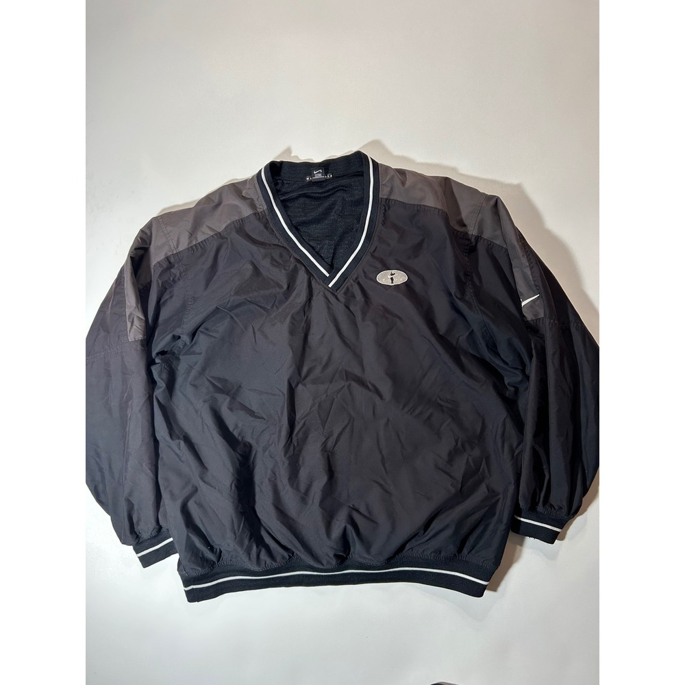 Nike Golf Windbreaker Pullover Mens XXL Black Excellent V-Neck Tour Mesh Lined